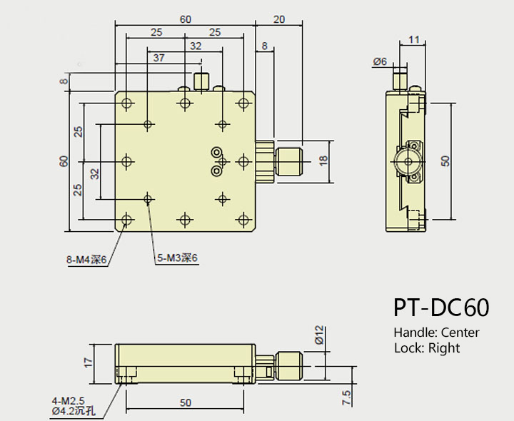 PT-DC25/DC40/DC60 手動(dòng)平移臺(tái) X軸燕尾式微調(diào)架 燕尾式位移臺(tái) PT-DC25/DC40/DC60 手動(dòng)平移臺(tái) X軸燕尾式微調(diào)架 燕尾式位移臺(tái)