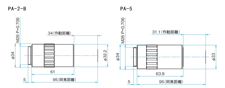 超長工作距離物鏡 明視野觀察用 無限遠PA-20-L-A 超長工作距離物鏡 明視野觀察用 無限遠PA-20-L-A
